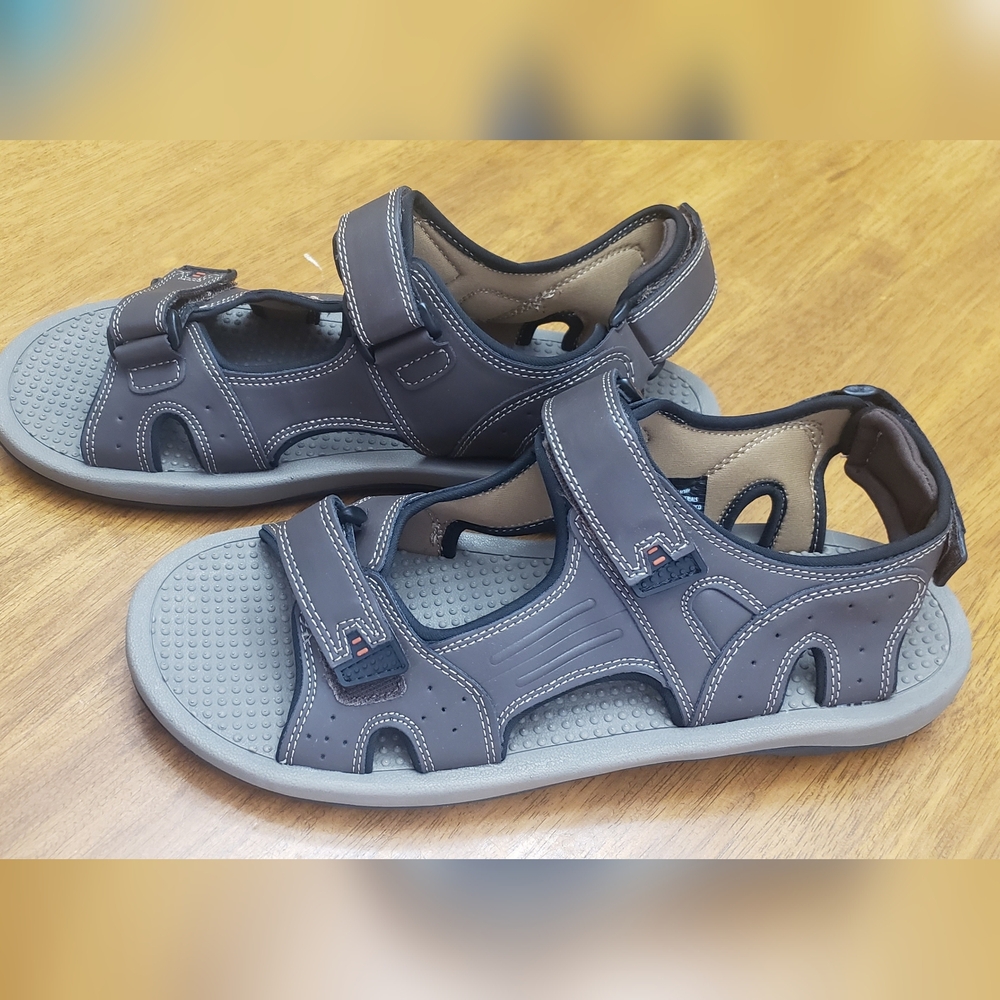 Khombu Brown Men's Sandals Sz13 Adjustable Straps Water Activities Fishing Boat